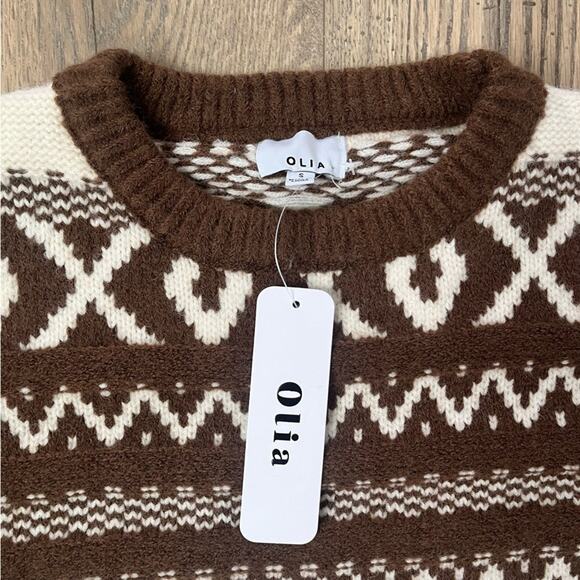 NWT Olia Chunky Knit Cozy Sweater Sz S Geomtric - Picture 2 of 4